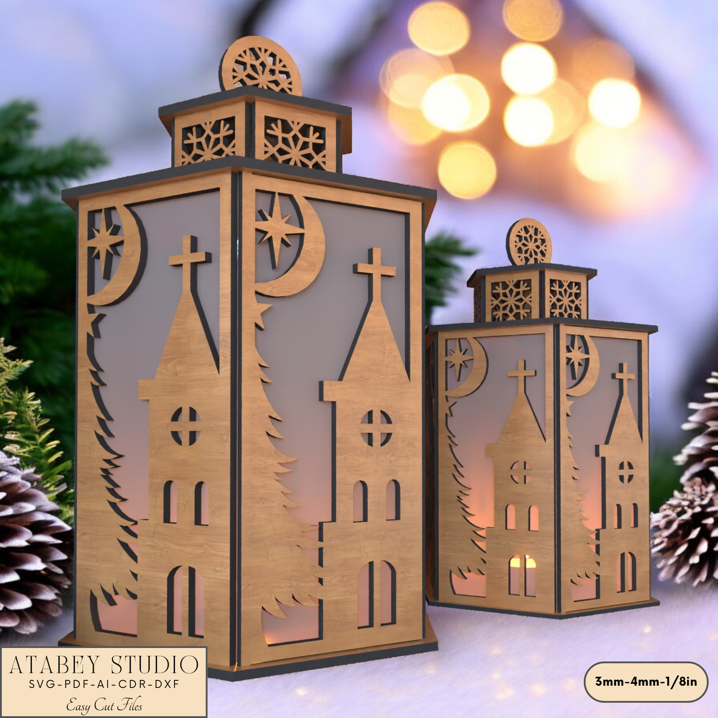 Laser Cut Candle Holder for Christmas Table and Night Light Decor 920
