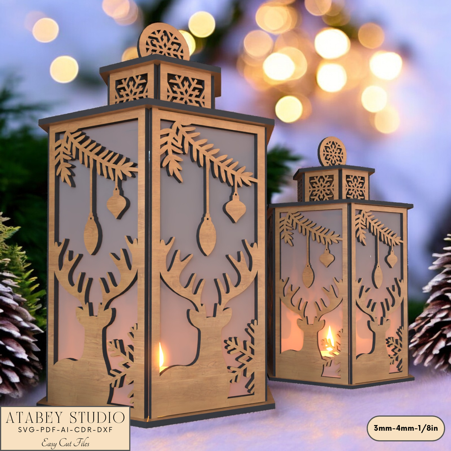 Laser Cut Candle Holder for Christmas Table and Night Light Decor 920