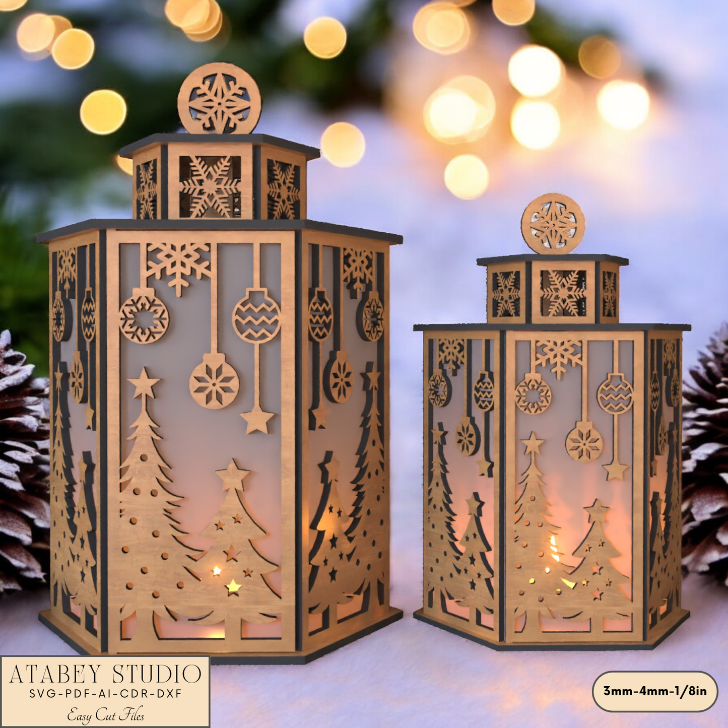 Laser Cut Candle Holder for Christmas Table and Night Light Decor 920