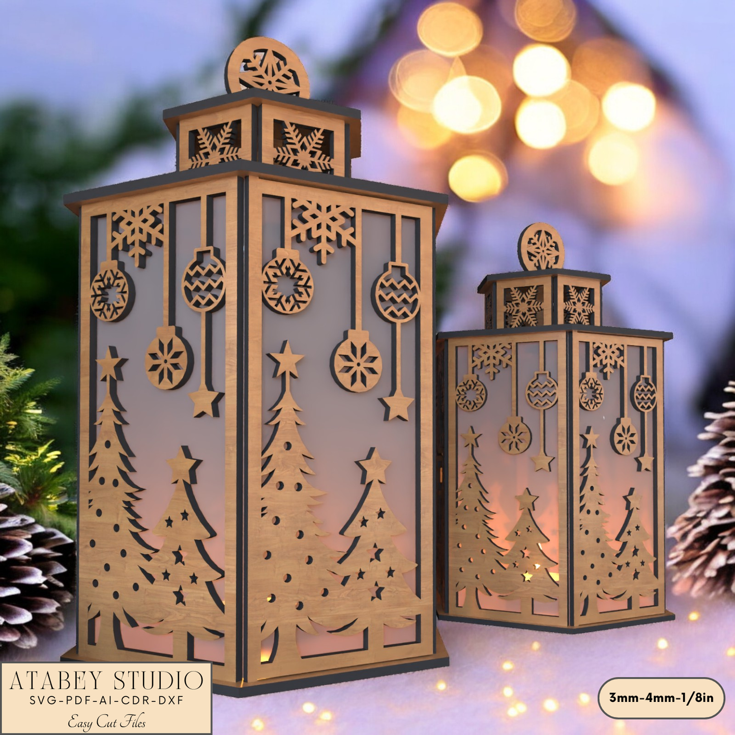 Laser Cut Candle Holder for Christmas Table and Night Light Decor 920