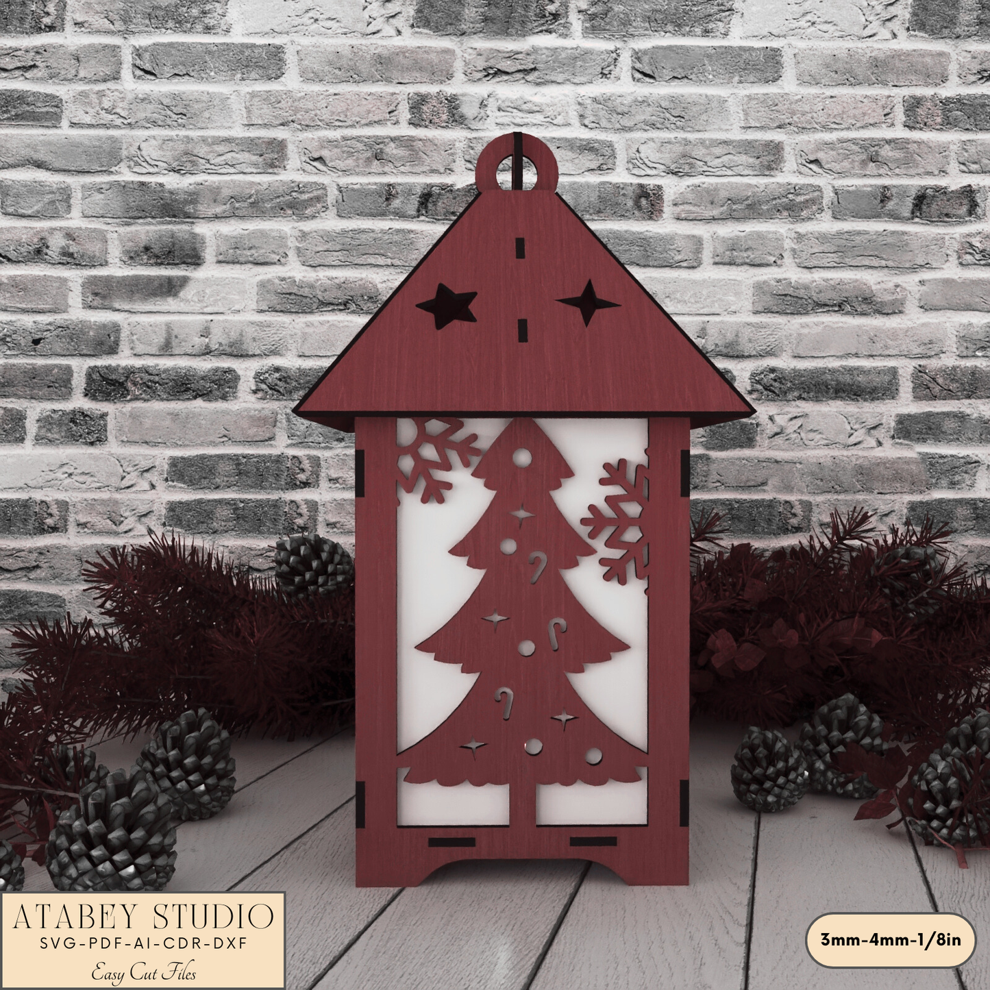 Wooden Christmas Lantern Template for Laser Cutting - Table Decoration 922