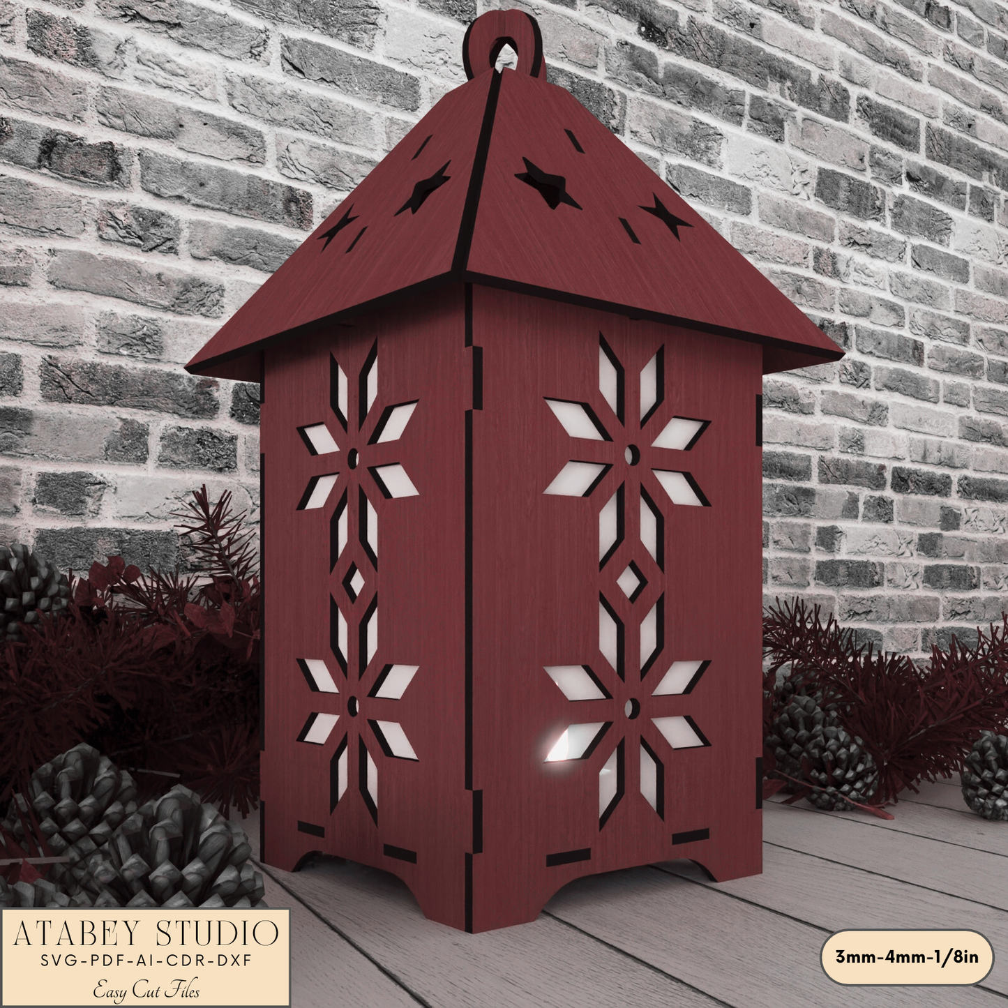 Wooden Christmas Lantern Template for Laser Cutting - Table Decoration 922
