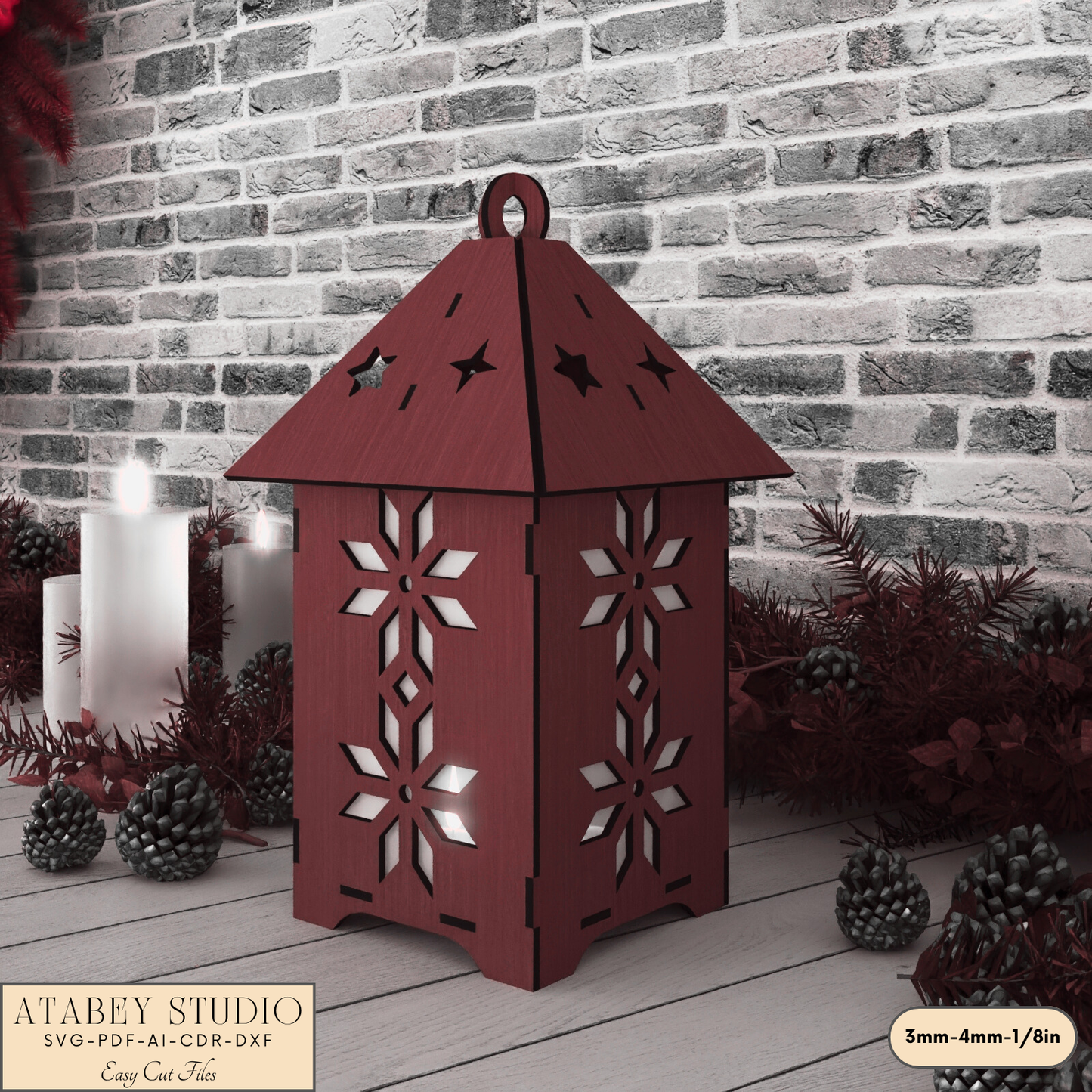 Wooden Christmas Lantern Template for Laser Cutting - Table Decoration 922