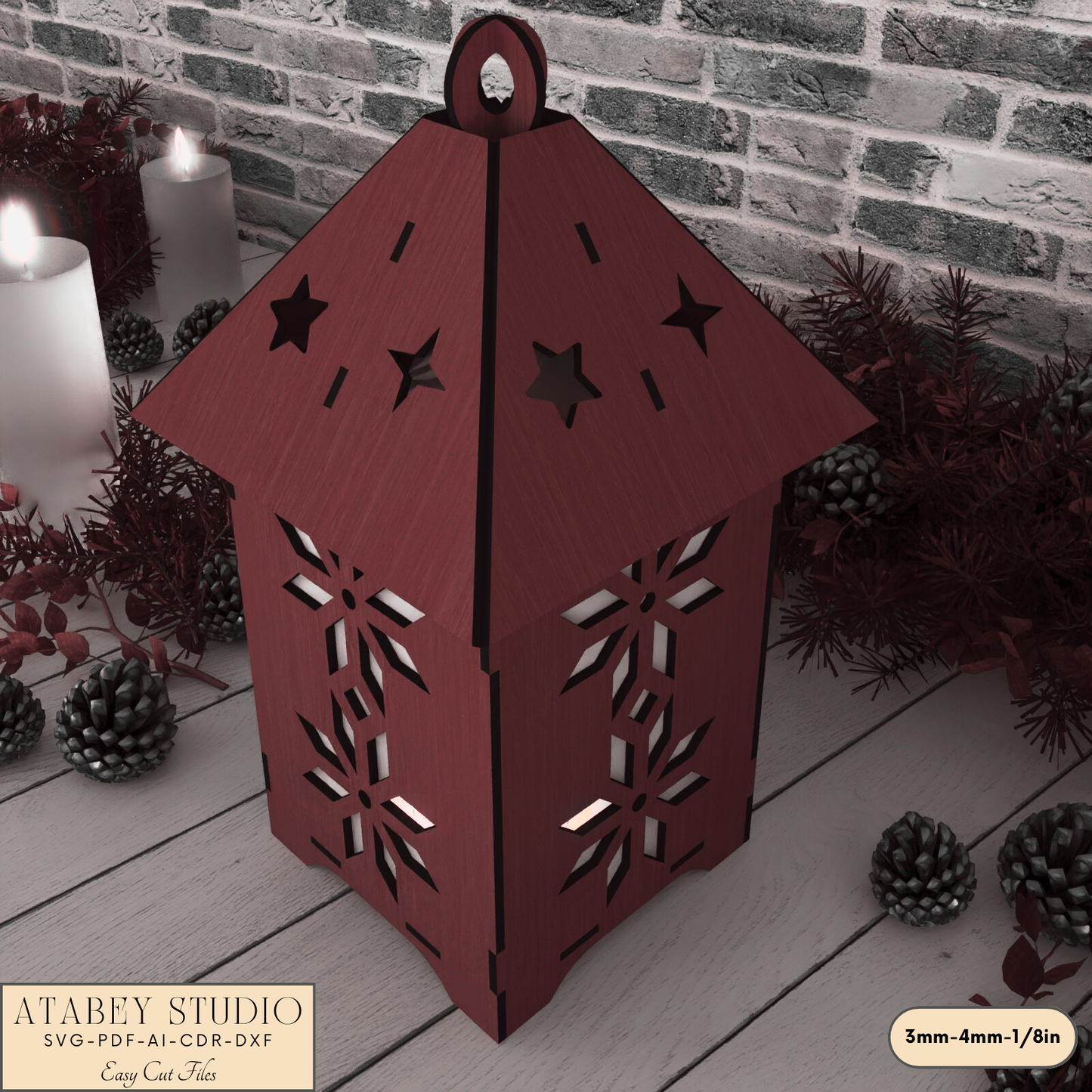 Wooden Christmas Lantern Template for Laser Cutting - Table Decoration 922