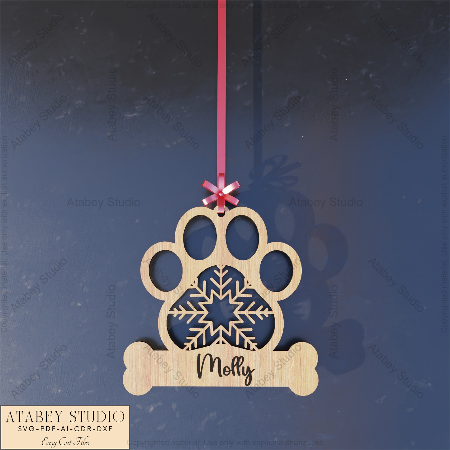 Custom Dog or Cat Ornament | Unique Wooden Pet Christmas Decor for Laser Cutting 925