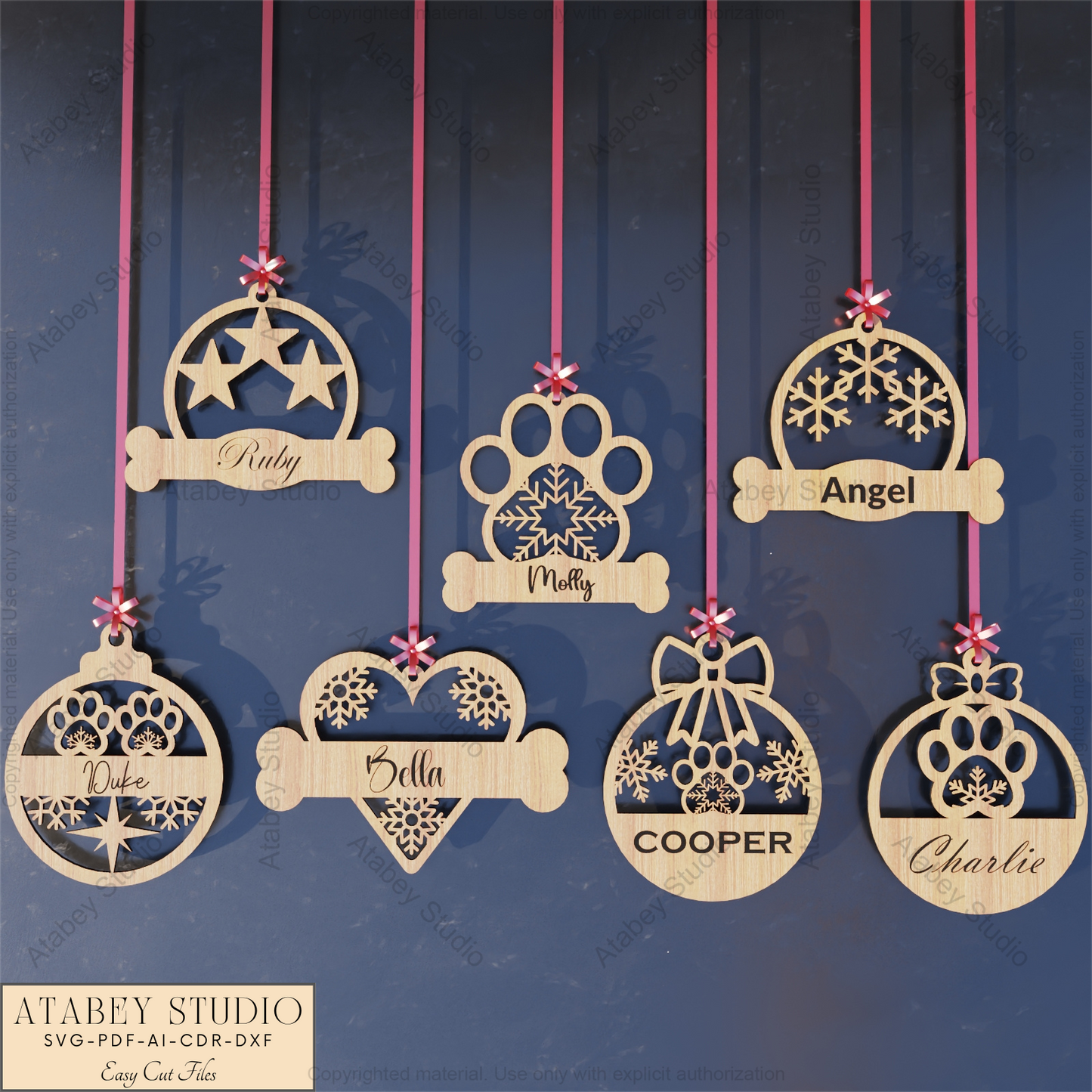 Custom Dog or Cat Ornament | Unique Wooden Pet Christmas Decor for Laser Cutting 925