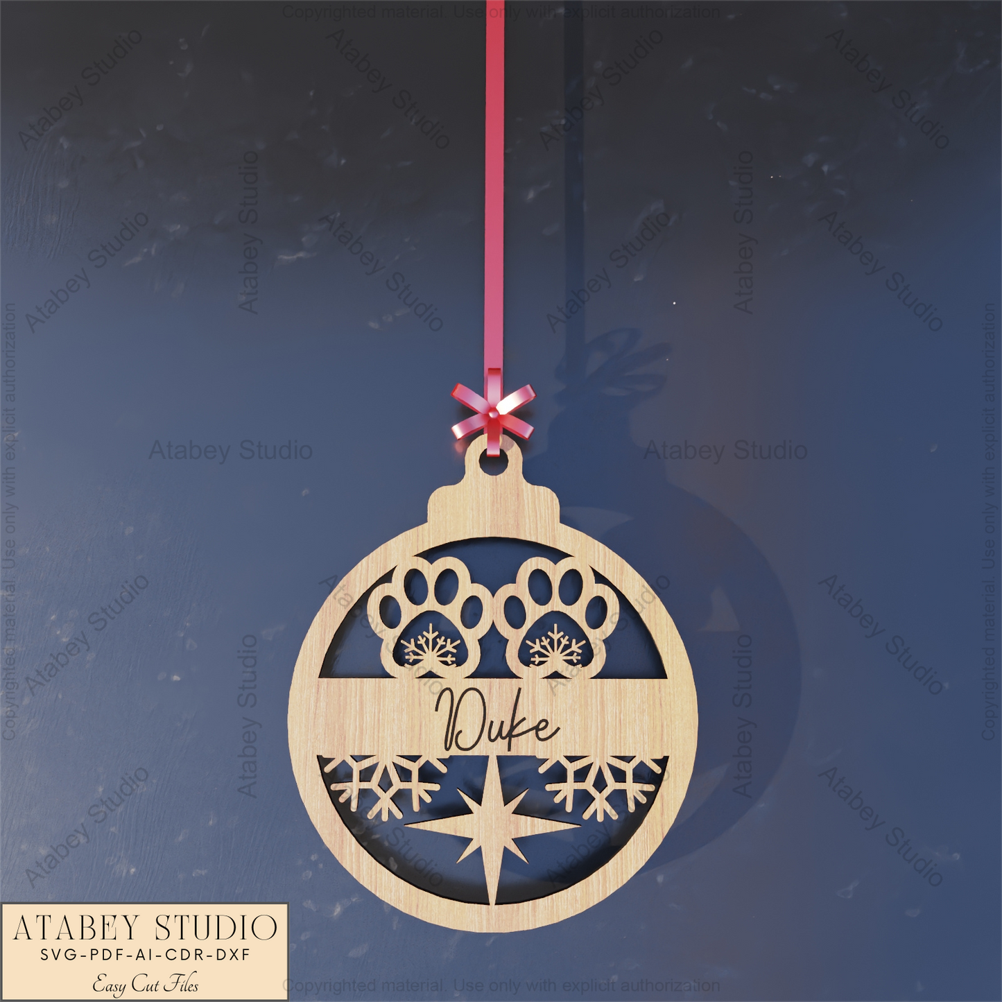 Custom Dog or Cat Ornament | Unique Wooden Pet Christmas Decor for Laser Cutting 925