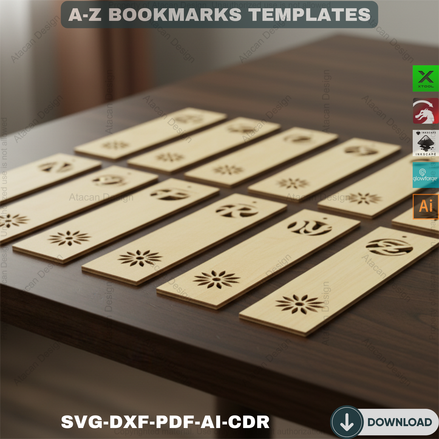 Alphabet Bookmark Template Bundle / Bookmark Label Tags / Bookmarks Cuttable Files DIY SVG DXF 565