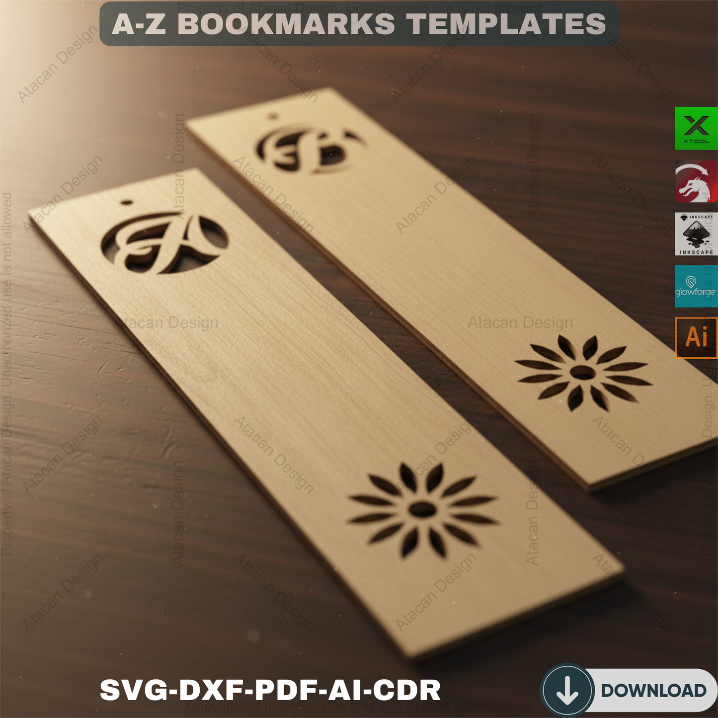 Alphabet Bookmark Template Bundle / Bookmark Label Tags / Bookmarks Cuttable Files DIY SVG DXF 565