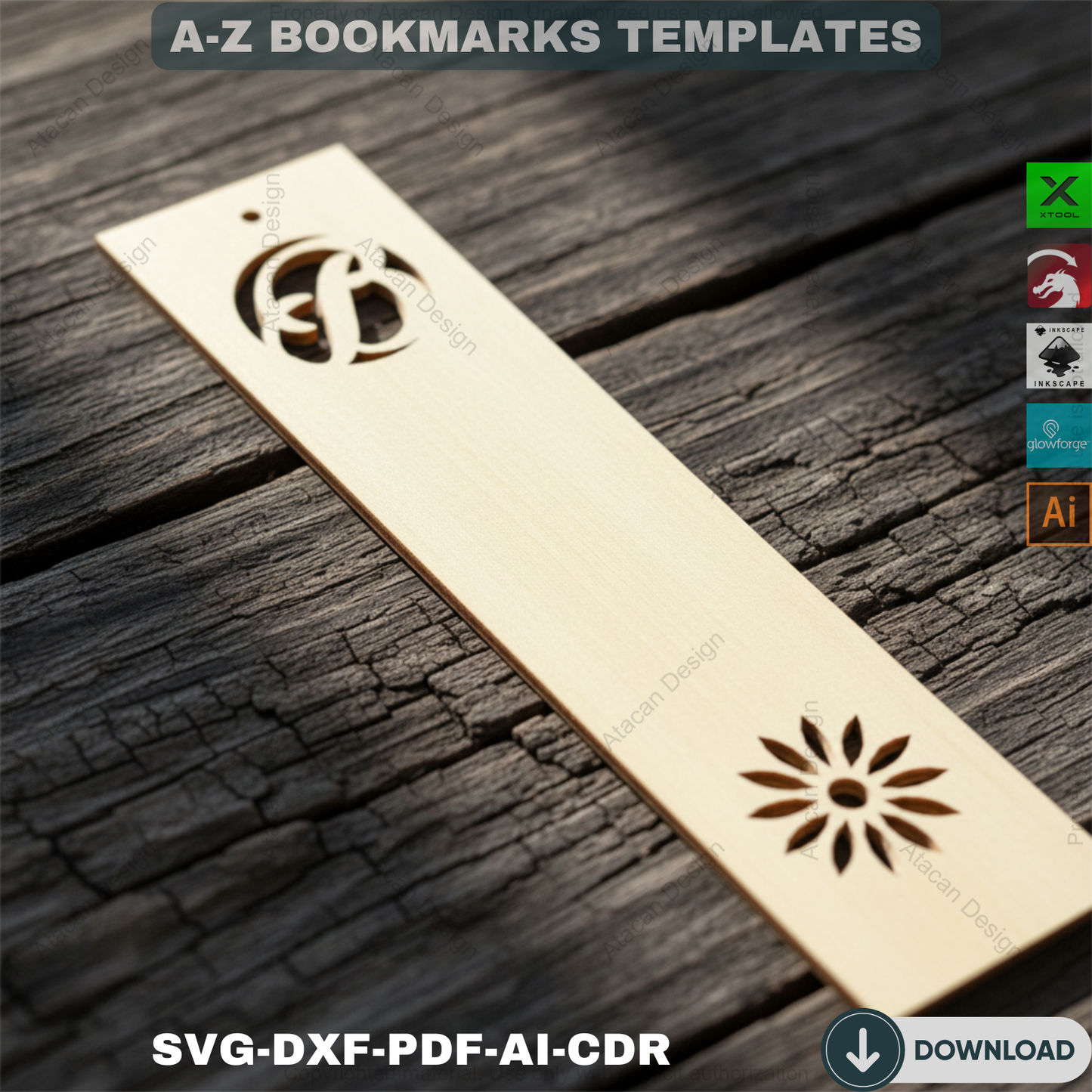 Alphabet Bookmark Template Bundle / Bookmark Label Tags / Bookmarks Cuttable Files DIY SVG DXF 565