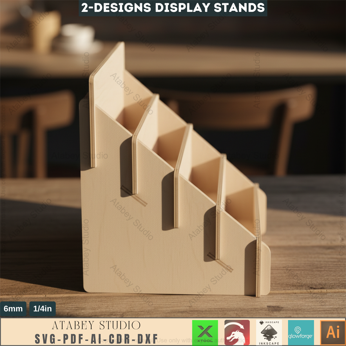Retail Counter Display / Tiered Stand Card Holders / Market Stalls Organiser SVG, DXF CDR 551