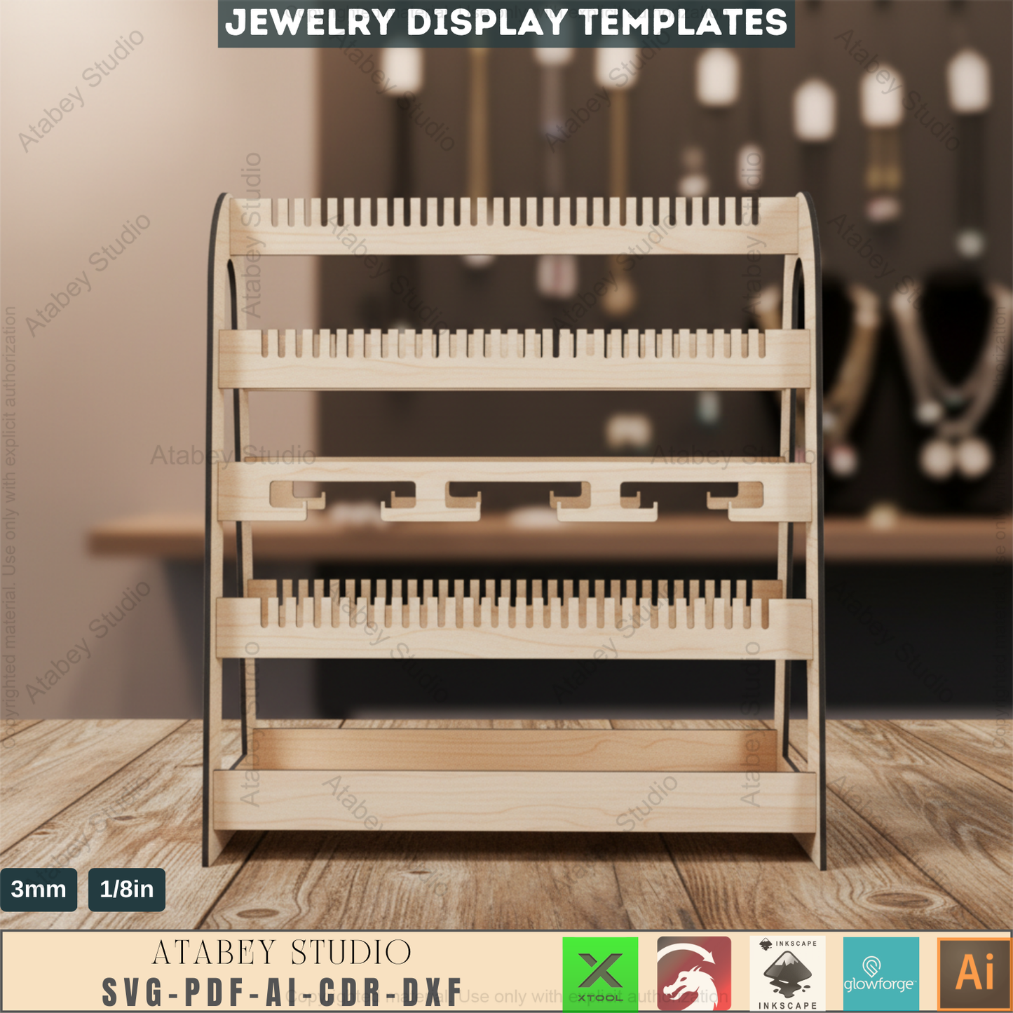 Hanging Necklace Holder - Wooden Jewelry Display Stand SVG Files 573