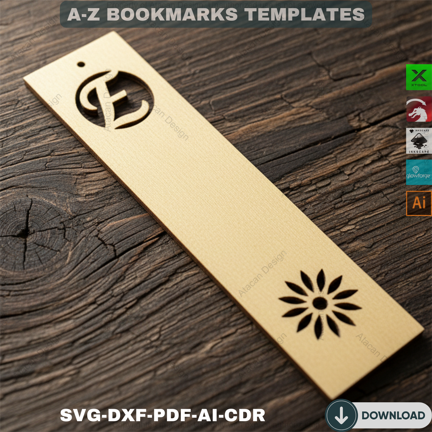 Alphabet Bookmark Template Bundle / Bookmark Label Tags / Bookmarks Cuttable Files DIY SVG DXF 565