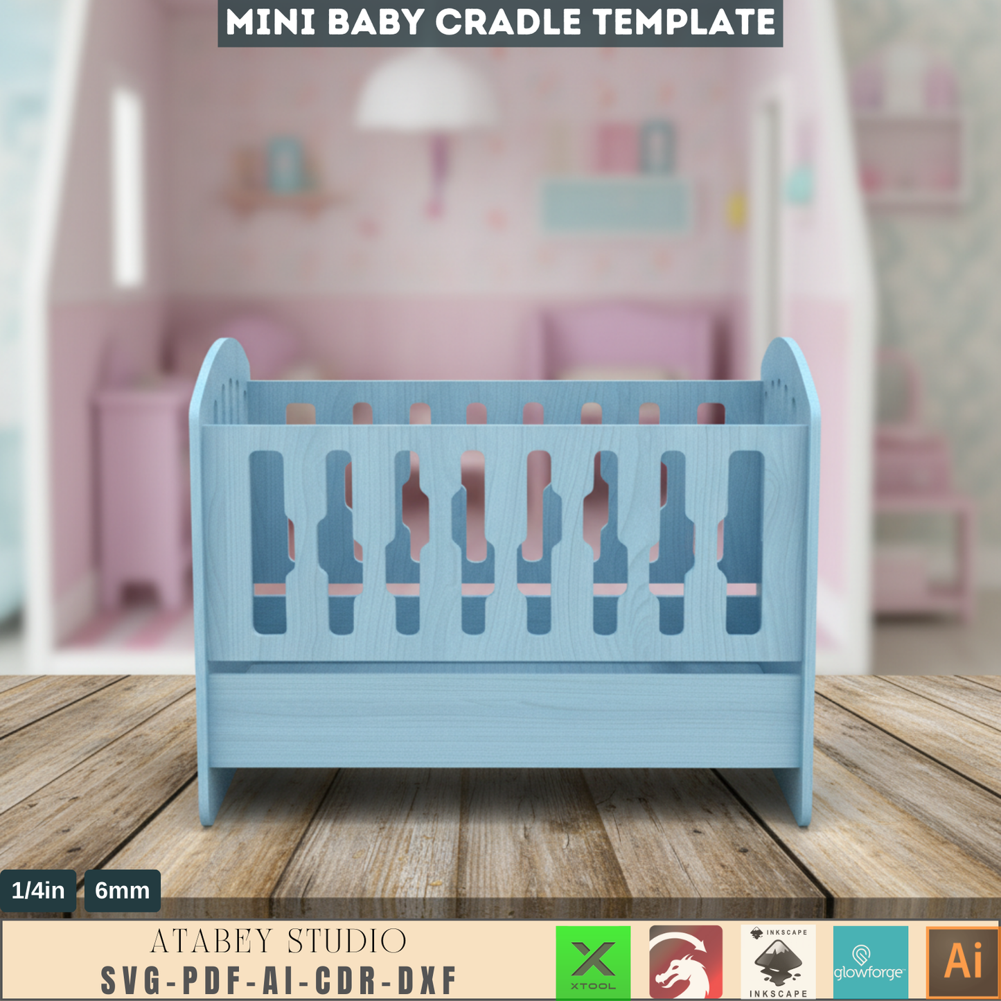 DIY Wooden Doll Bed - Laser Cut Doll Cradle Pattern | Toy Bed Decor 705