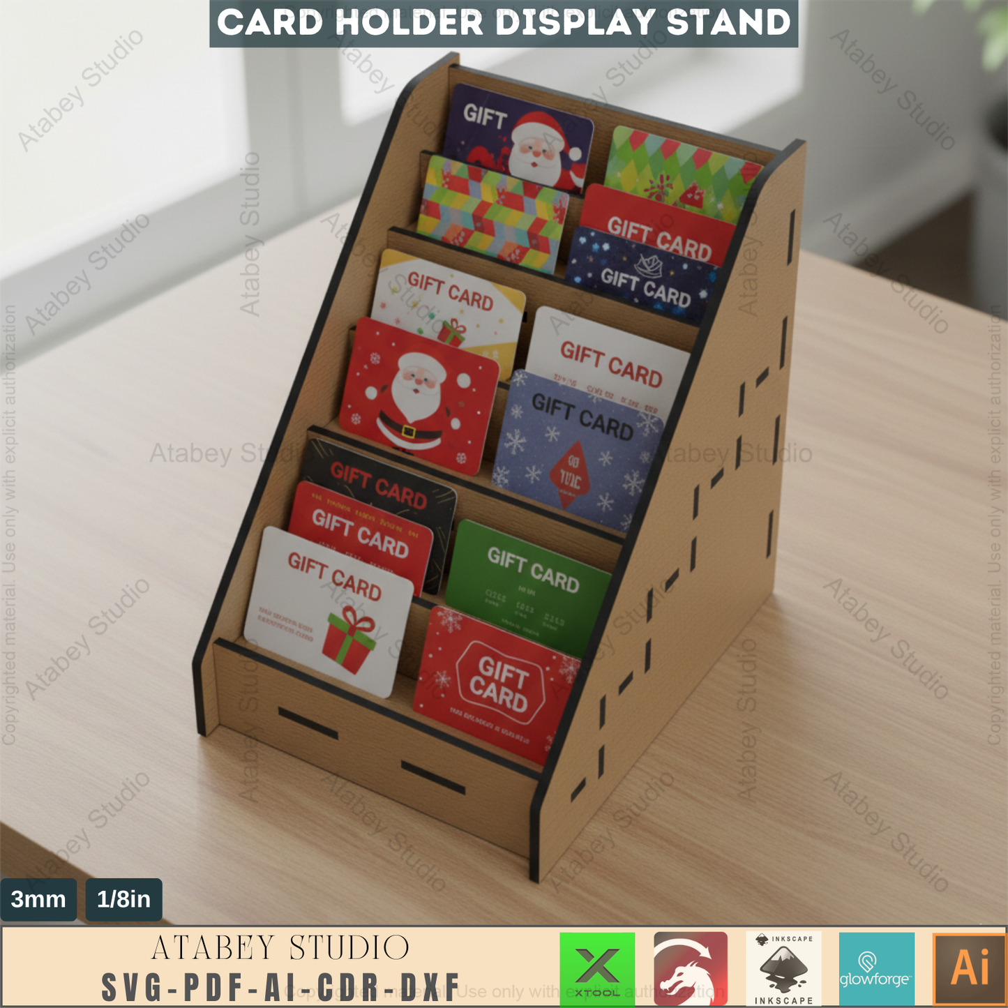 Elevate Your Networking: Laser Cut Wood Business Card Display - Sleek Organizer & SVG File 563