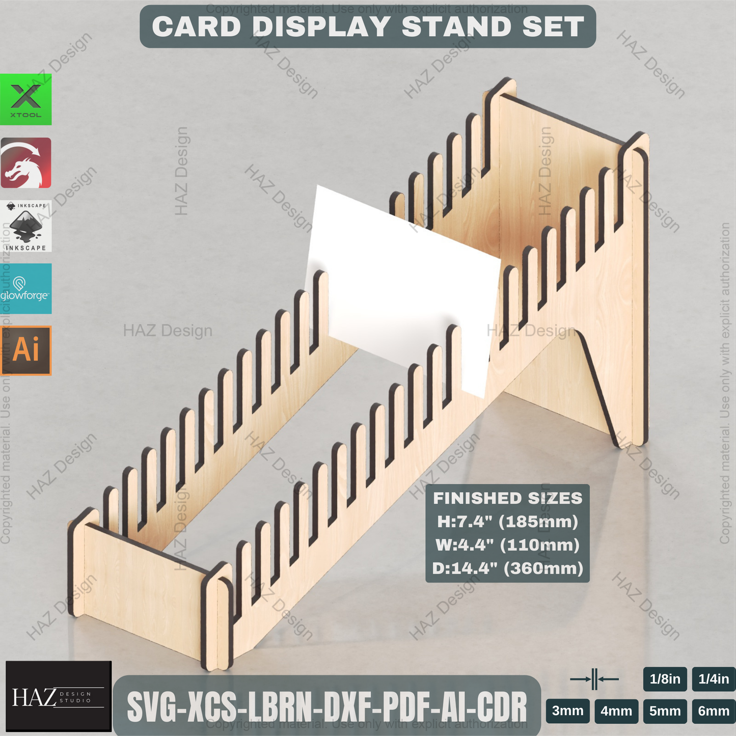Laser Cut Card Display Stand Set | Multi-Size Retail & Desk Showcase Files | Greeting Card Holder 448