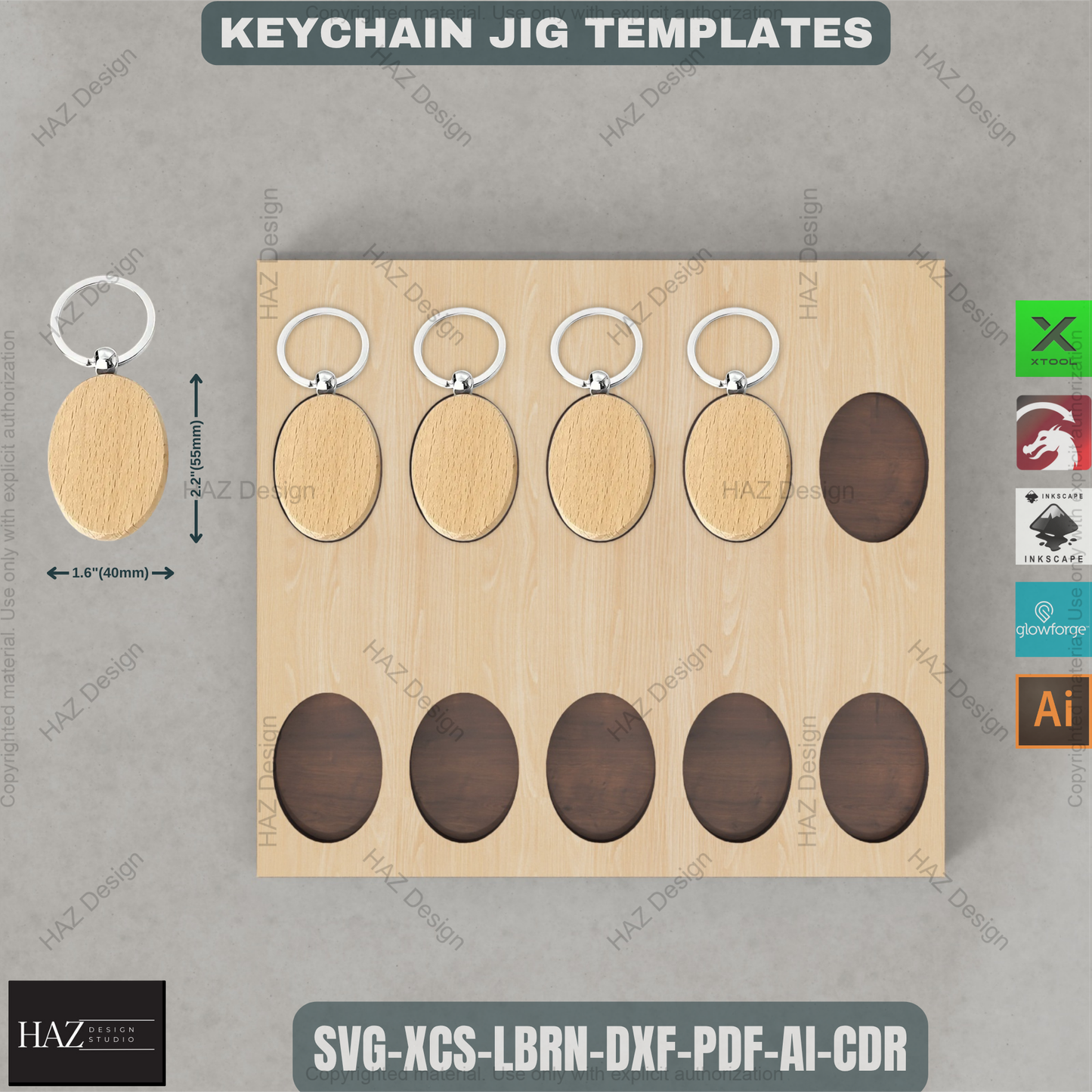 Laser Engraving Keychain Jig Template Bundle | Wooden Alignment Guides for Consistent Results haz457