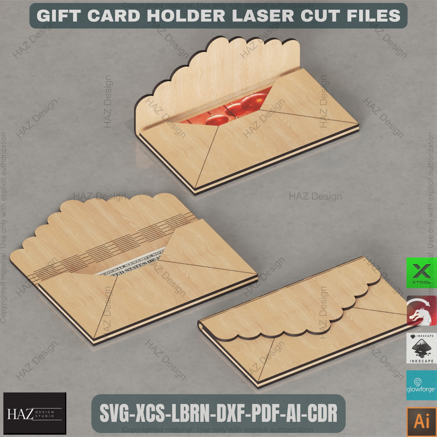 Creative Laser Cut Gift Card Box Files, Multi-Design Money Pocket Template, Instant DIY Project for Laser Crafters Description: