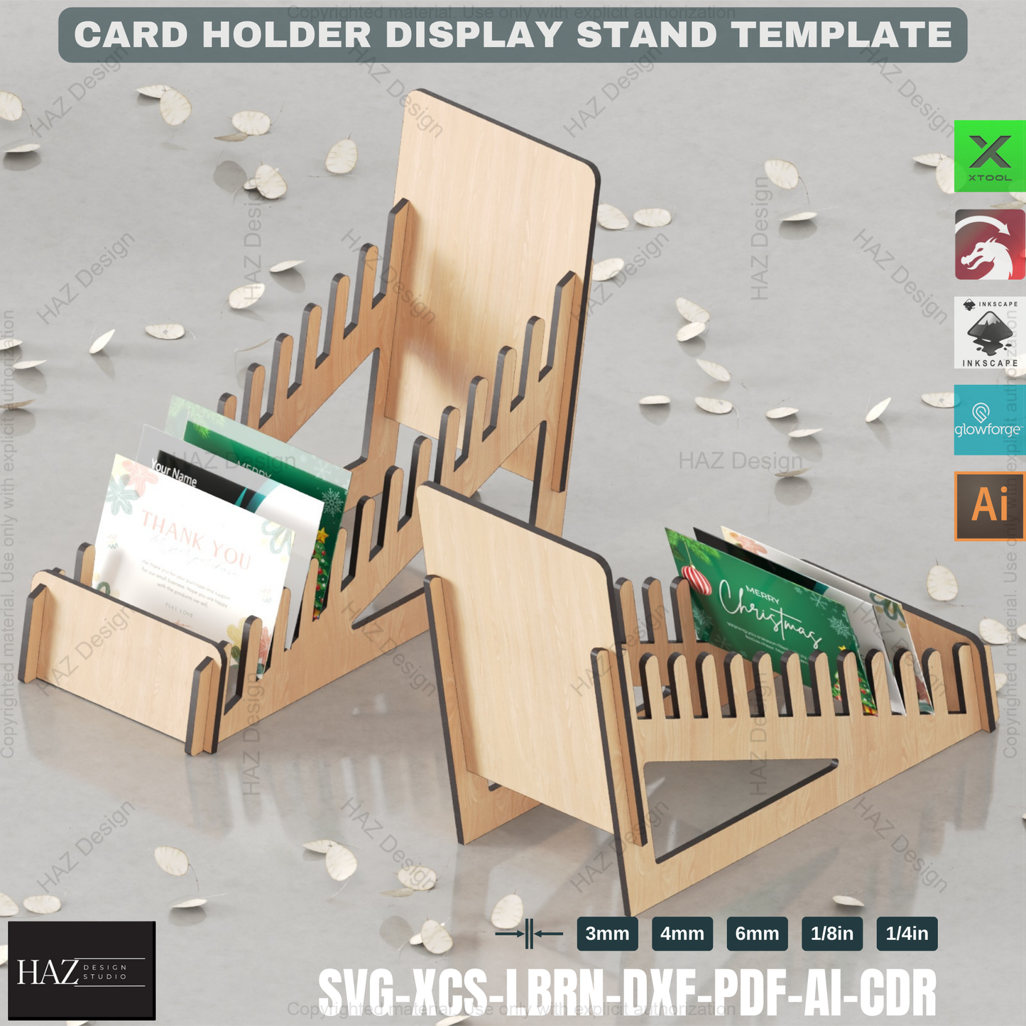 Laser Cut Card Holder: Perfect for Greeting Cards, 2 Sizes,Laser Cut File, Retail Display Stand 428