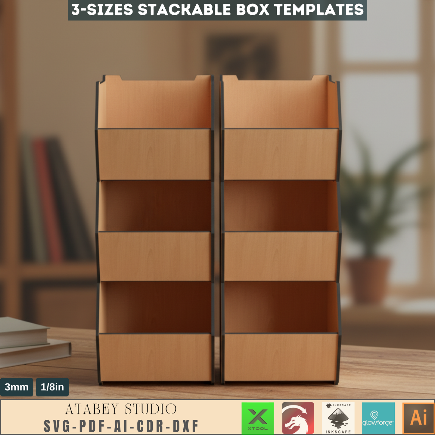 Desk Organizer Stackable Storage Box Svg - Wood Desktop Organizer Storage Bin 575