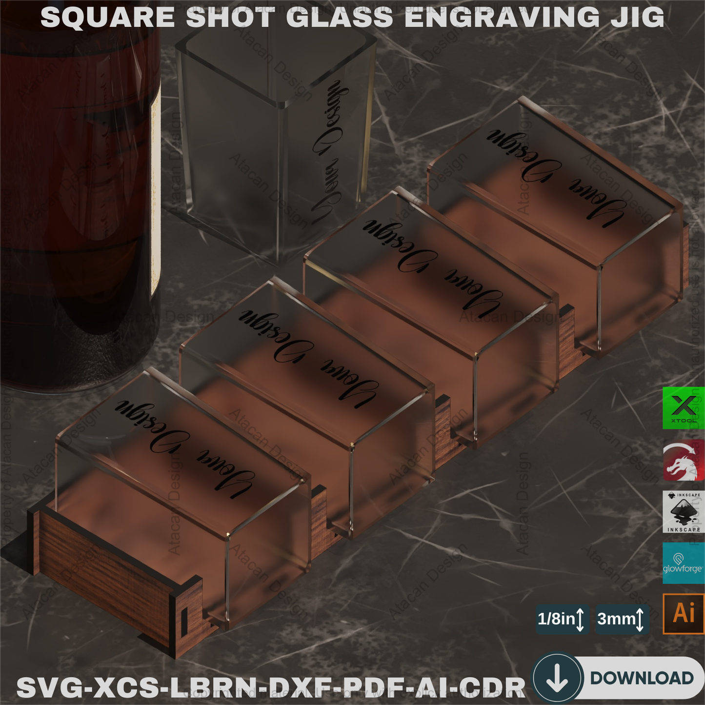 Square Shot Glass Engraving Jig | Laser Alignment Jig | Easy Positioning | Perfect for Custom Gifts 858