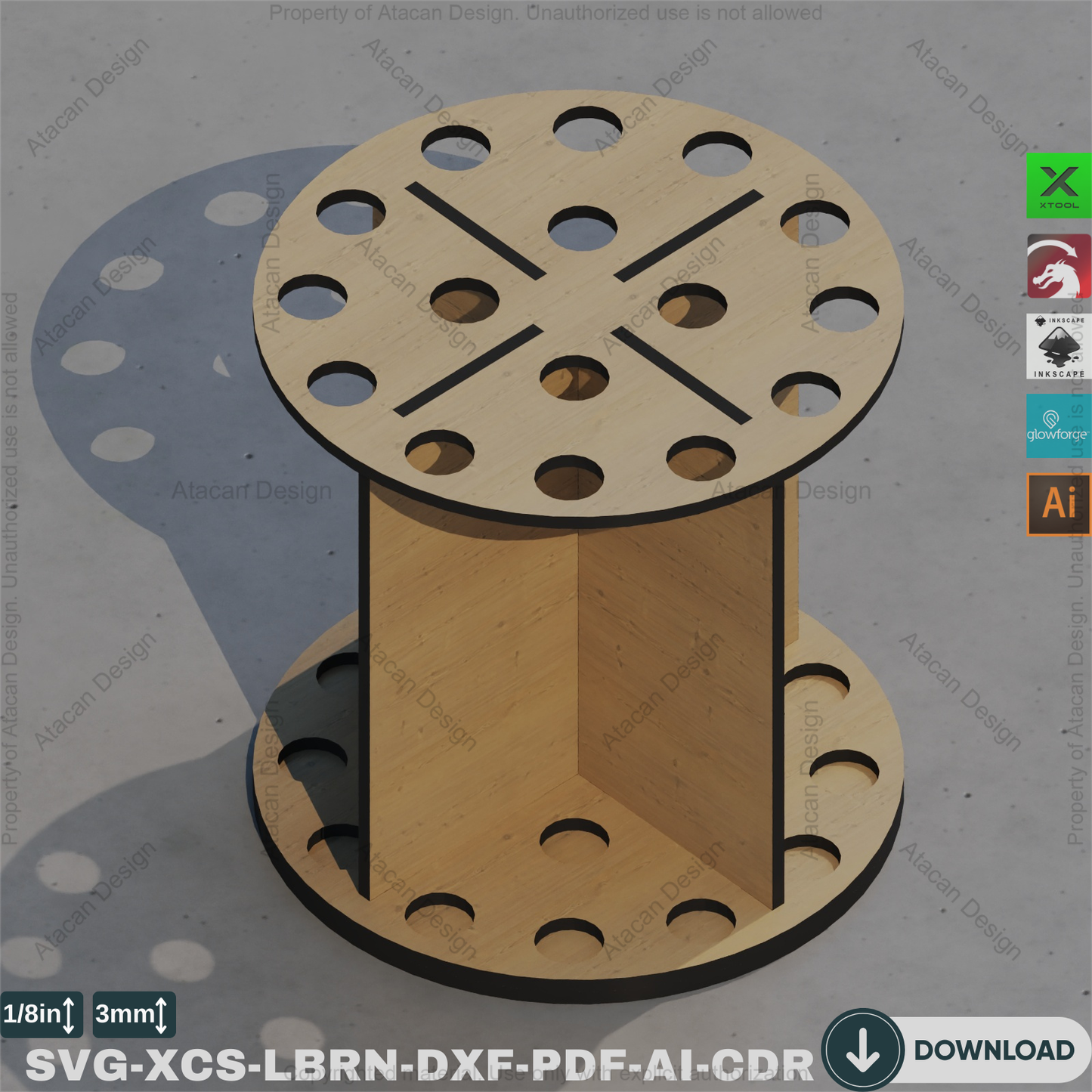 Circular Makeup Brush Storage: Laser Cut Desk Caddy,Laser Cut Craft Organizer: Round Pen/Brush Holder 418