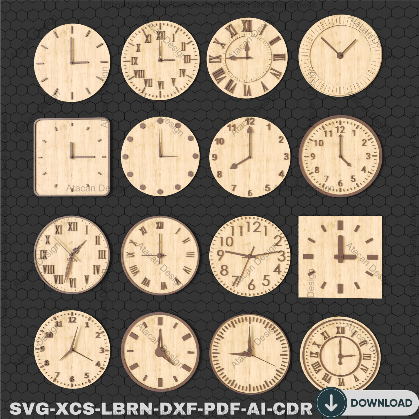 Ultimate Clock Vector Pack, Laser Cutting Designs, DIY Wall Art Files, CNC Pattern for Glowforge & Xtool 899
