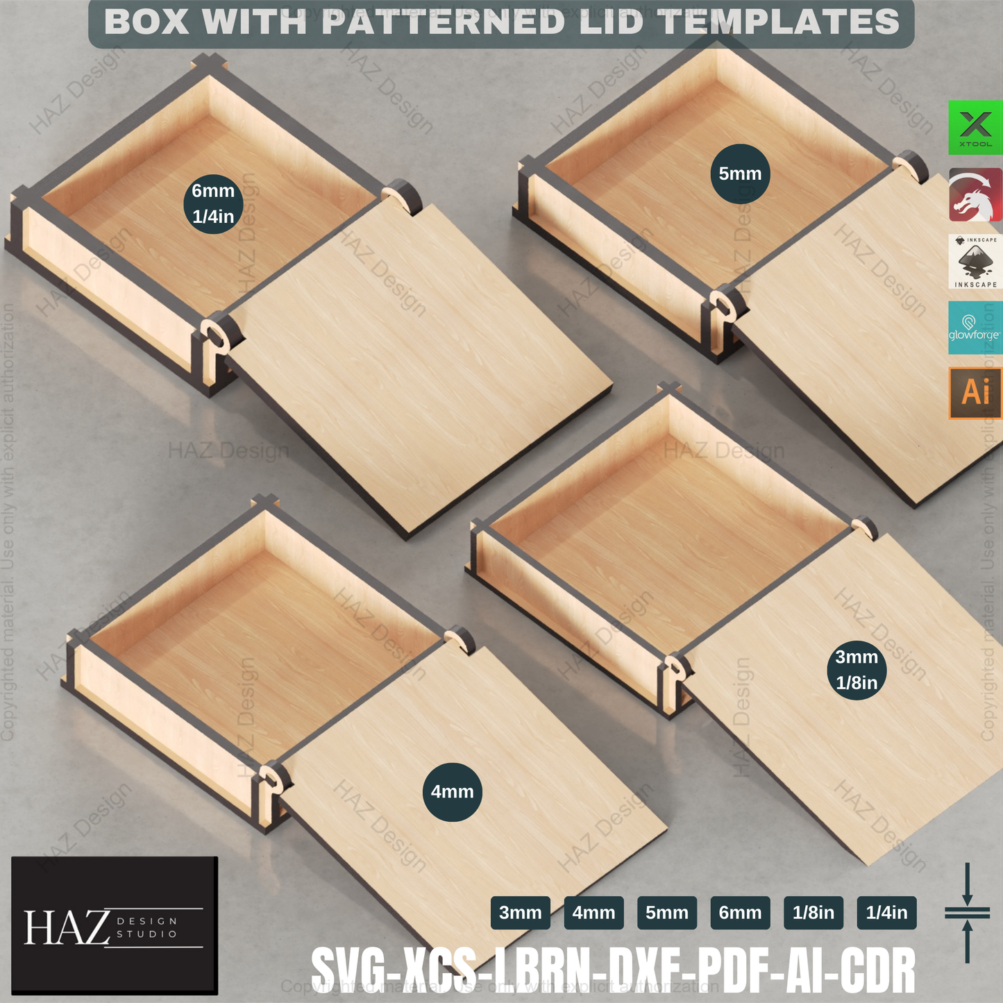 Laser Cut Gift Box: 20 Unique Lid Patterns, Jewelry Box 412