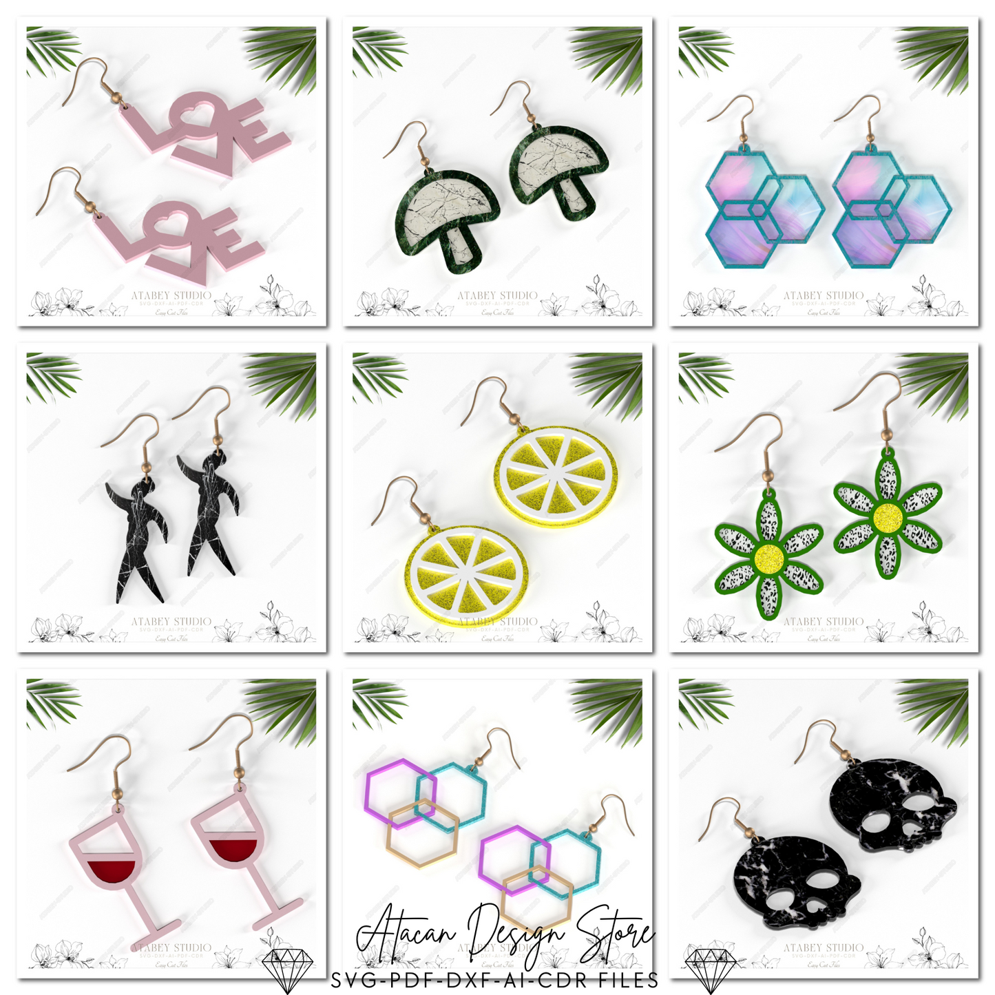 Unique Earring Design Collection - DIY Creative Jewelry Mega Pack - Geometric, Nature, Holiday, Bee, Diverse Themes and more 658