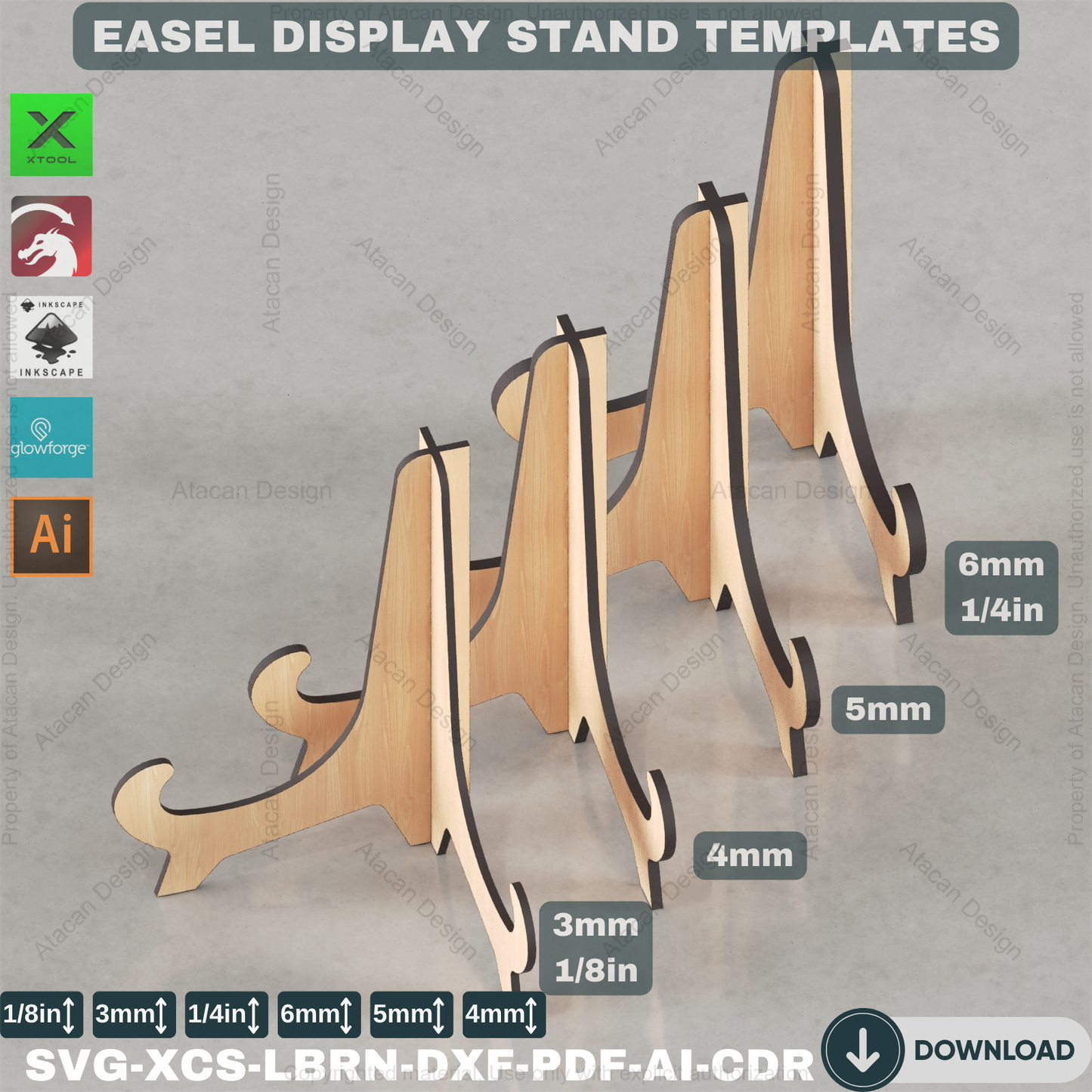 Laser cut Easels Plate Holders, Frame Holder, Photo Frame Display, Glowforge laser cut svg file 436