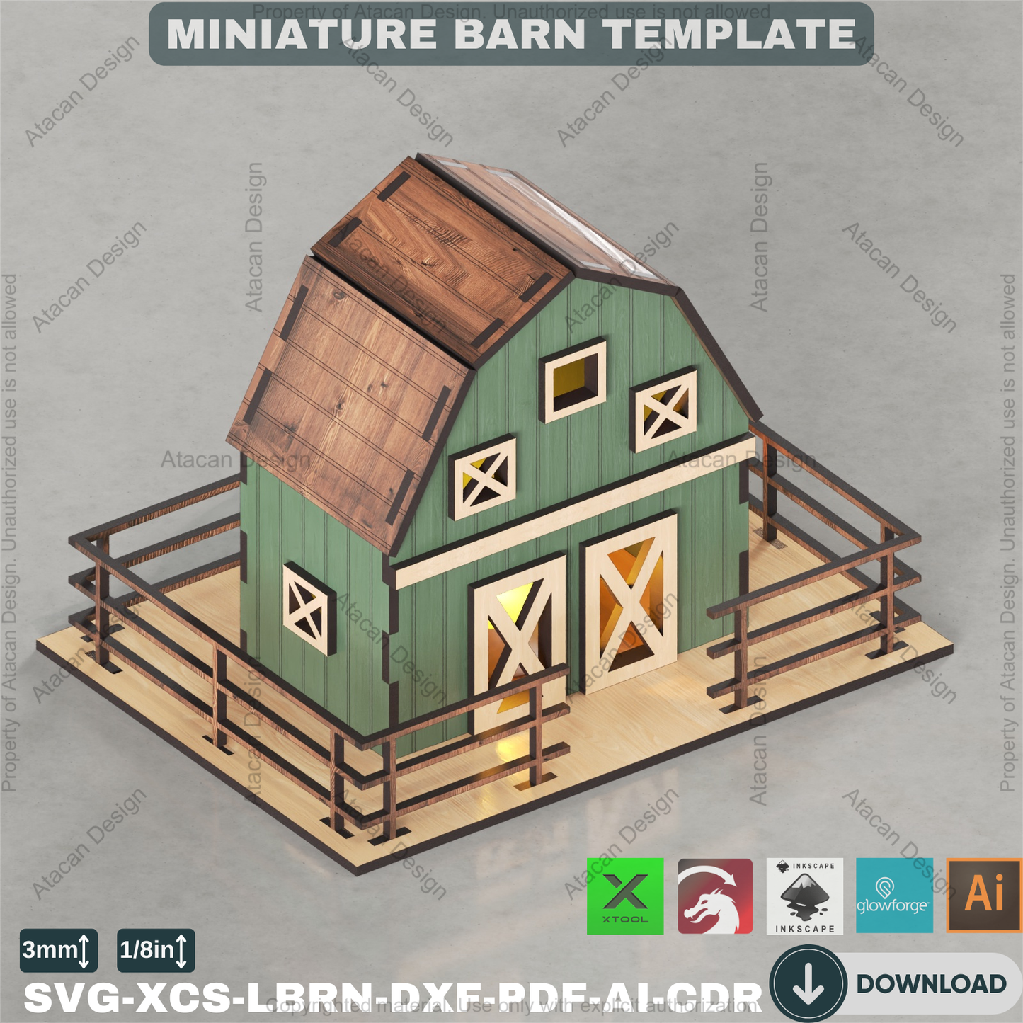 Laser Cut Farm Barn Template | Build Your Mini Village Scene | Model Building Plan 882