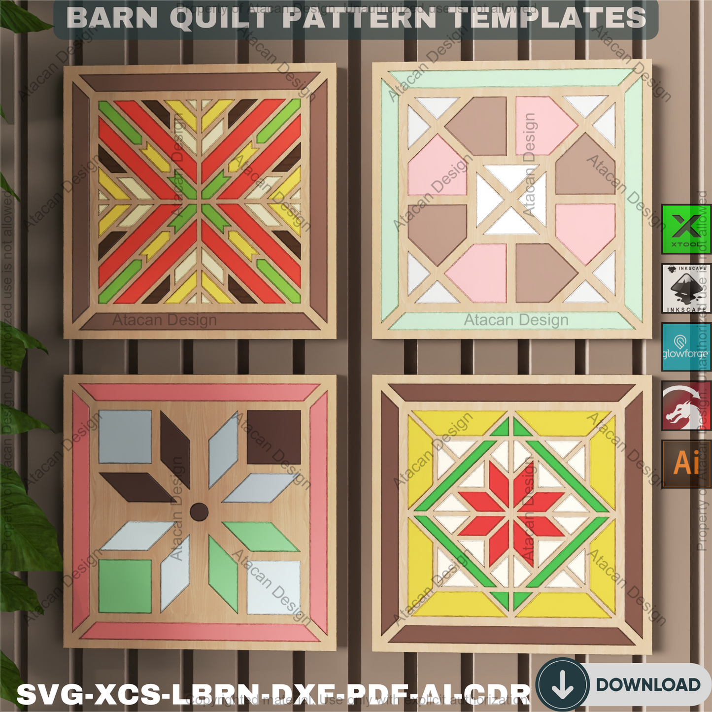 Festive Christmas Quilt Blocks SVG Bundle • Rustic Farmhouse Laser Cut Decor • Holiday Wall Art Coaster Templates • DIY Noel Craft Project 893