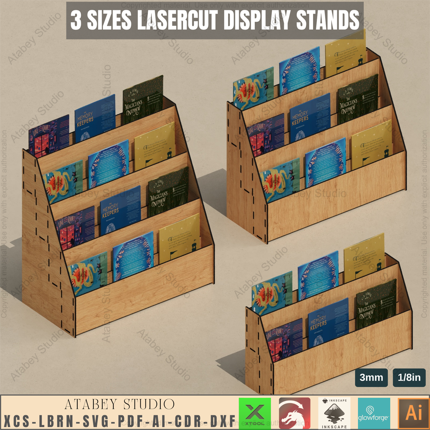 Laser Cut Tiered Display - 3 Shelf Wood Stand - Craft Fair Display - Retail SVG - Book Stand 934