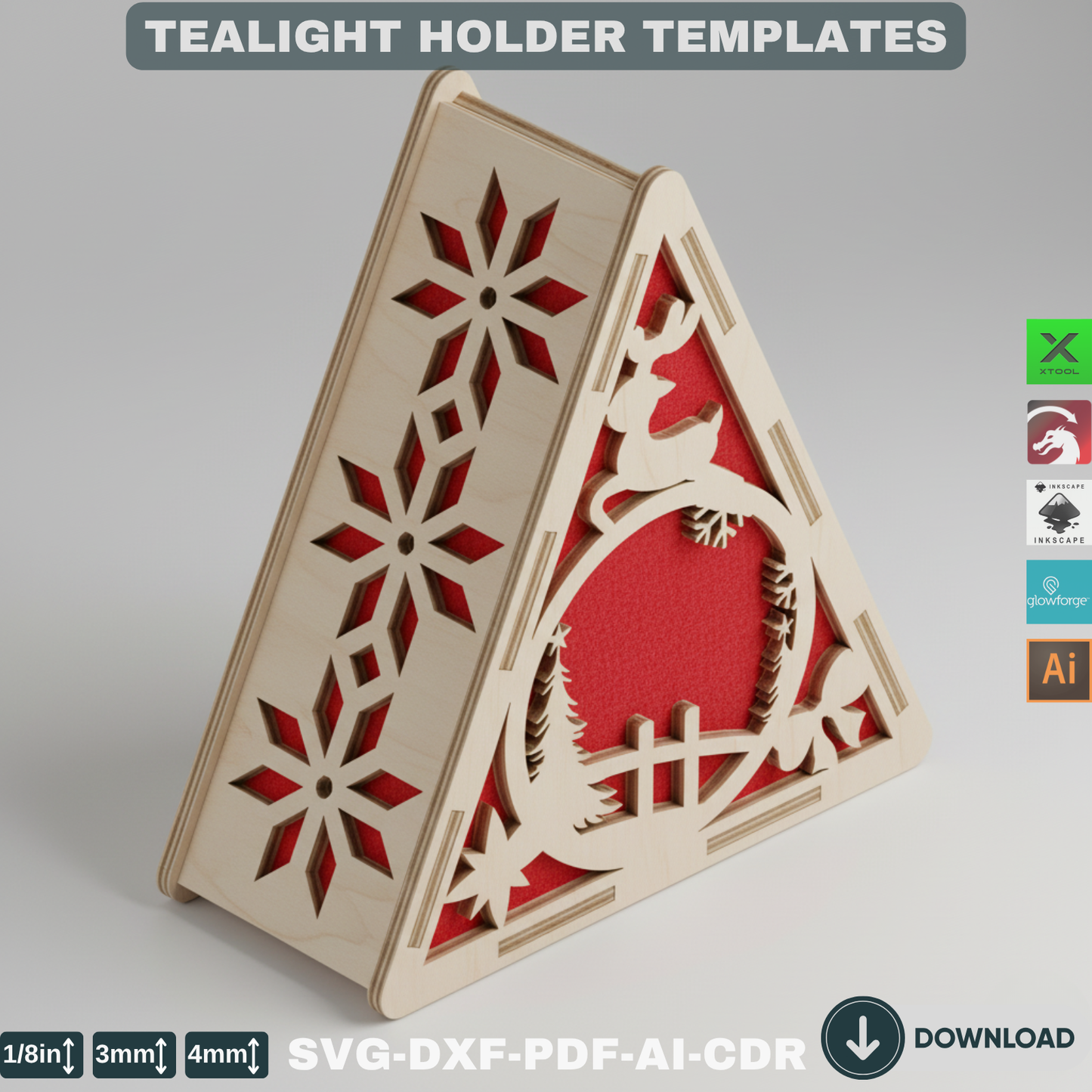Christmas Lantern SVG Laser Cut Files – Snowman, Reindeer & Winter Wonderland Ornament Template 781