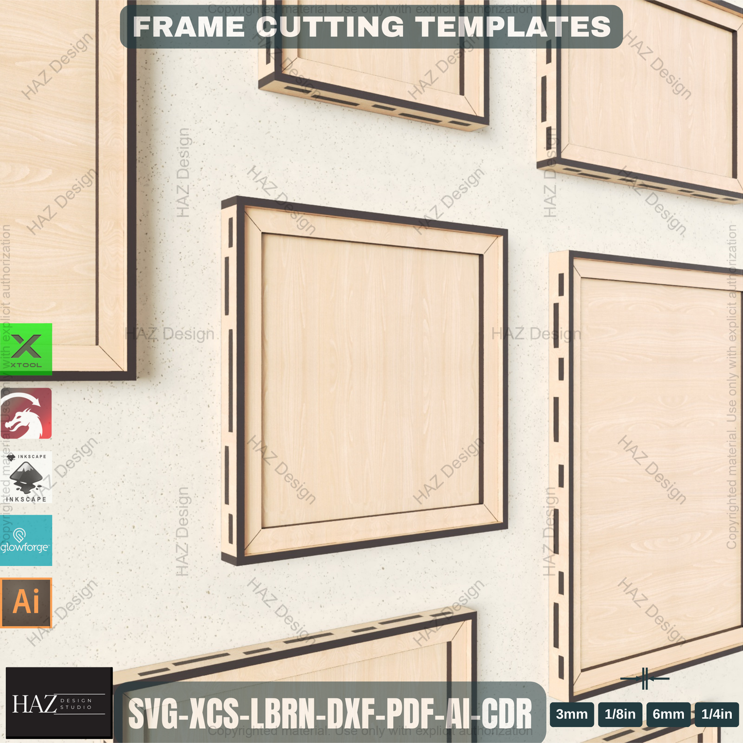 Laser Cut Frame Bundle: 10 Sizes | Square & Rectangle Photo Display Templates 452