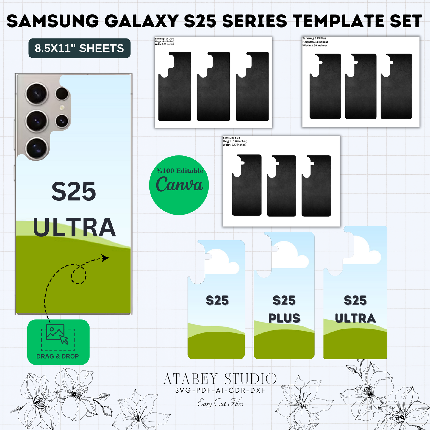 Samsung S25 Case: DIY Canva Drag & Drop Template, S25/Plus/Ultra, Sublimation Ready, Easy Cut Files 932
