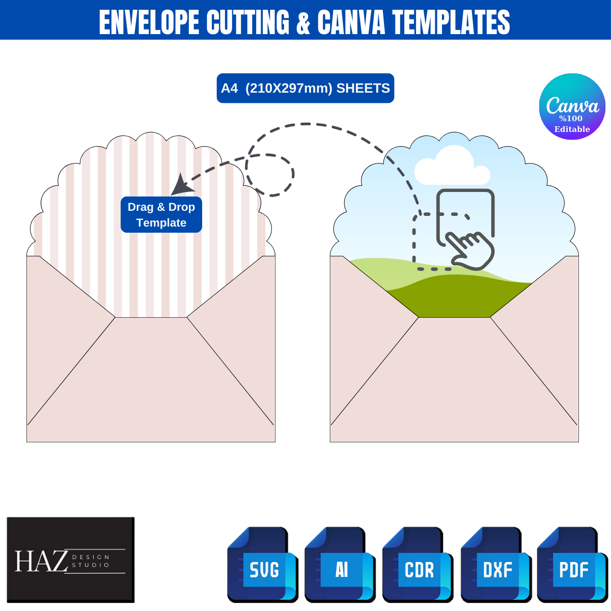 Printable Envelope Liner Template SVG, Editable Canva Kit for DIY Wedding Invitations, Cricut Cut File, US Letter Stationery Bundle