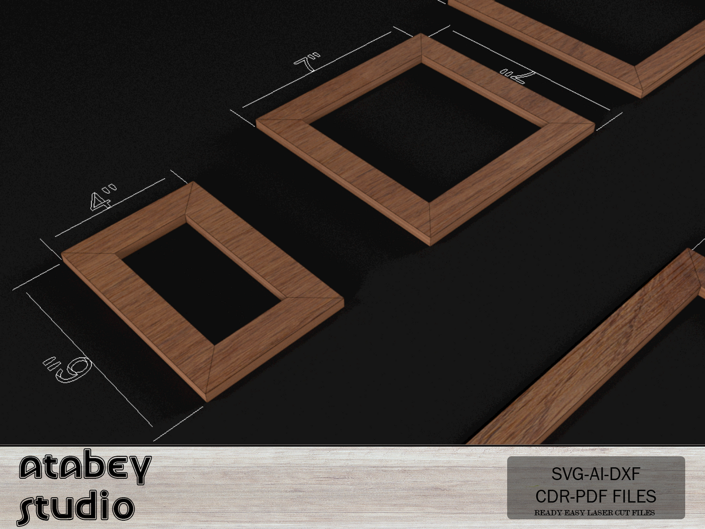 Versatile Laser Cut Frame Templates - Square & Rectangular Picture Frames for Home Decor 684