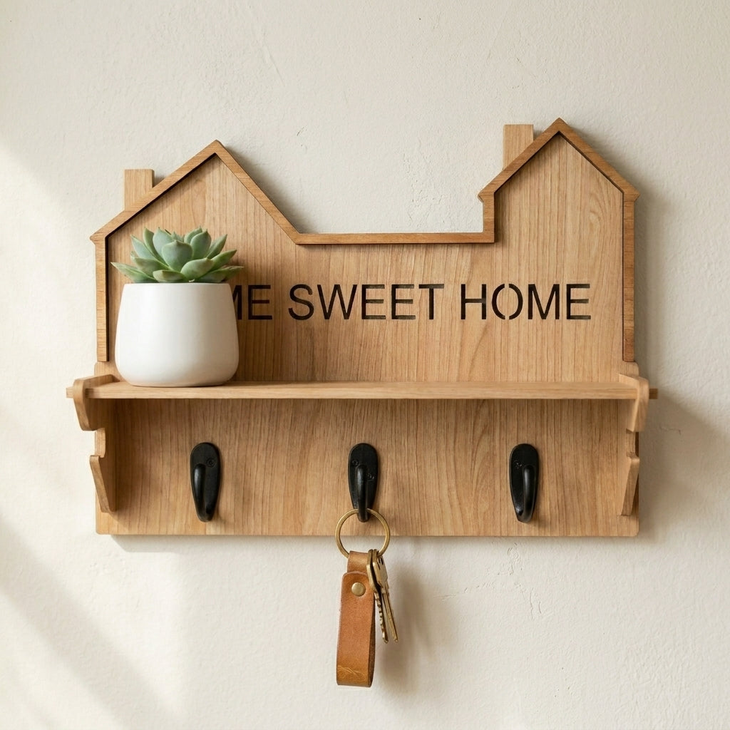Home Sweet Home KEY Holder SVG files, laser cut key hanger wall mounted, Wall Organizer cut plan 117