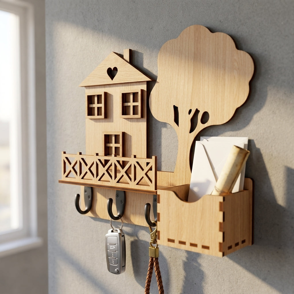 Laser cut KEY Holder SVG files, key hanger wall mounted, Wall Organizer cut plan 116