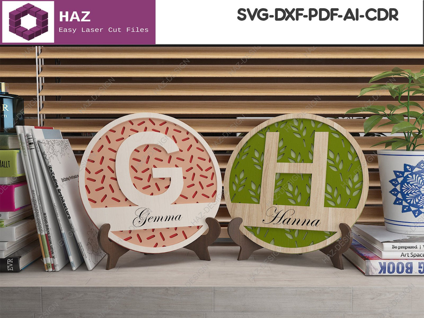 01 Alphabet Monogram Pattern Bundle / 36 Backer Pattern Designs Included / Customizable Letter Designs SVG Ai DXF CDR 080