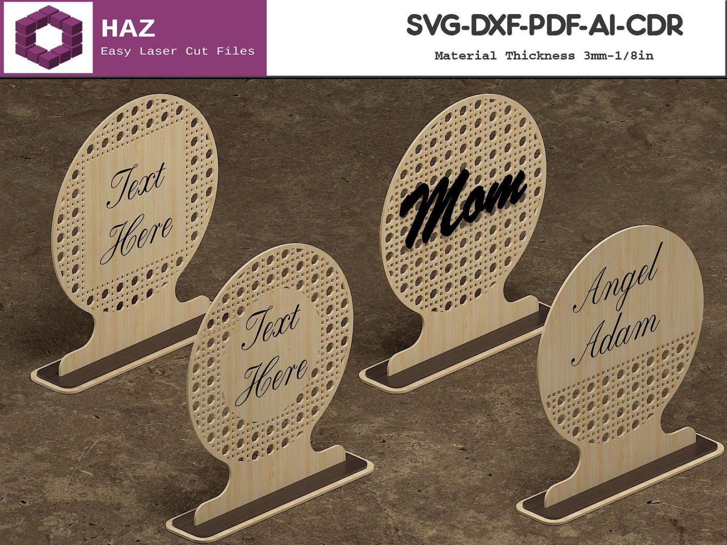 014 Wooden Rattan Cane Laser Files / Boho Name Sign / Farmhouse Design SVG DXF CDR Ai files 014