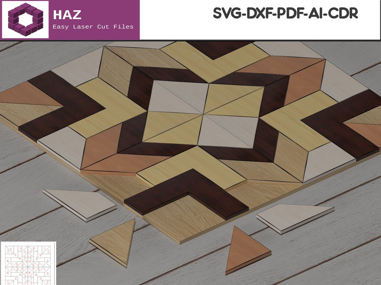 023 Barn Quilt Block / Wall Art Patterns / Barn Decor SVG DXF CDR Ai files 023