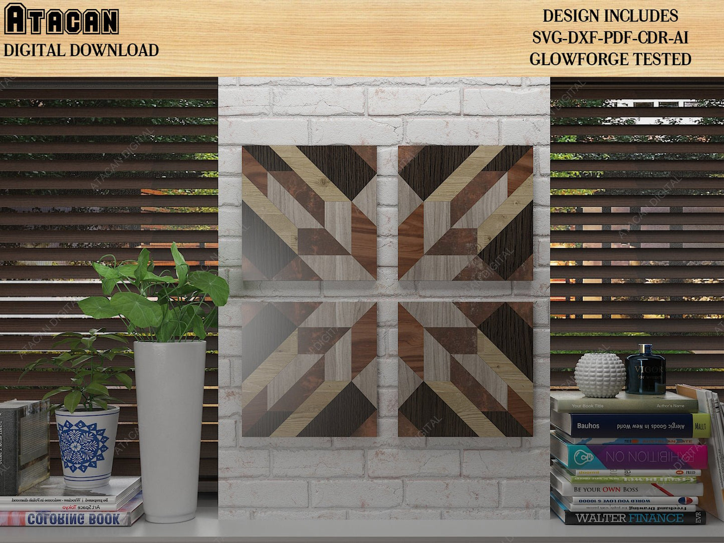 029 Glowforge file download barn quilt block southwest pattern svg cutting files laser cut pattern wall art 029