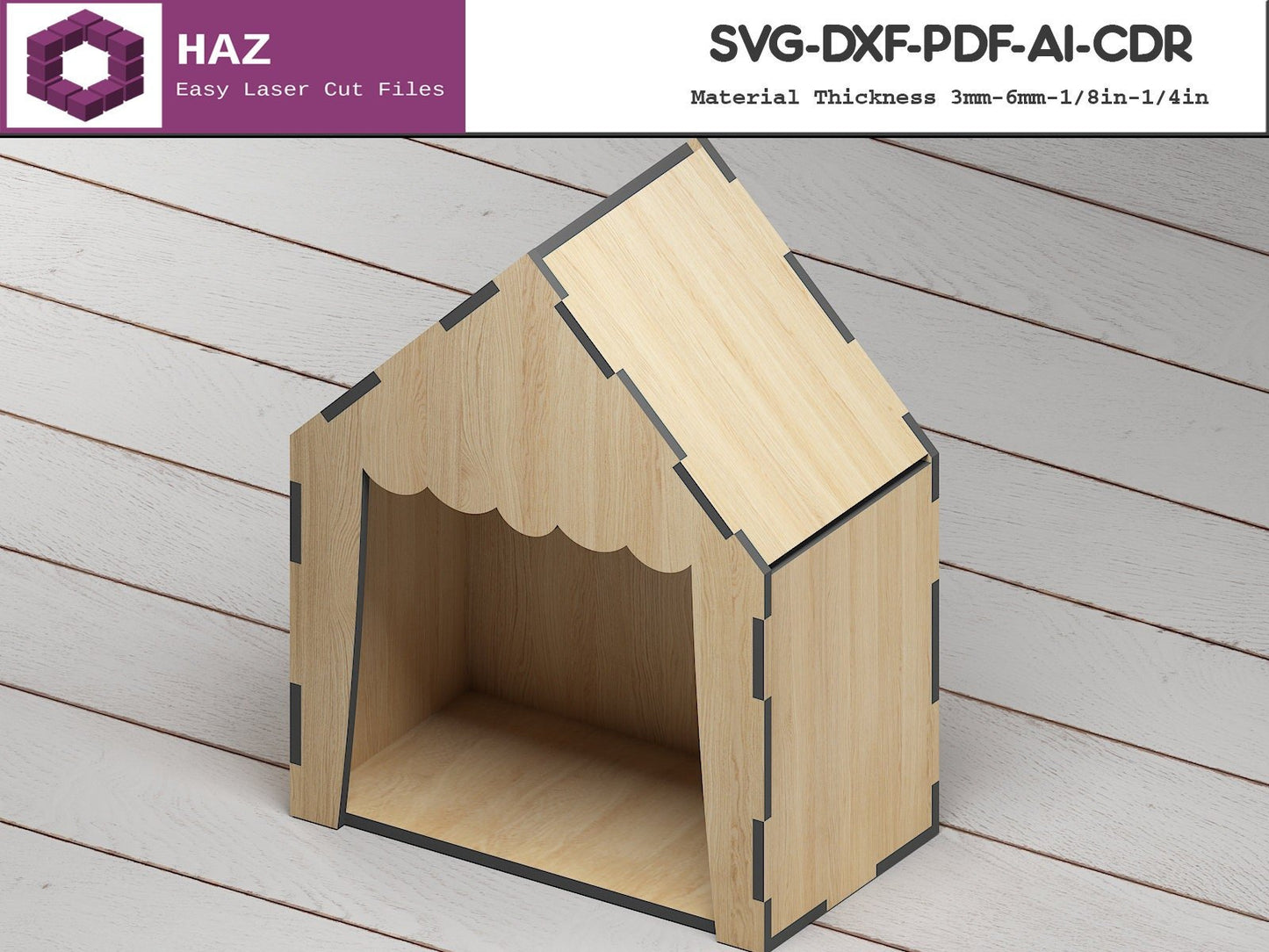030 Wooden Box House Shaped / Storage Boxes / Home Decorating / House Shelf SVG DXF CDR Ai files 030