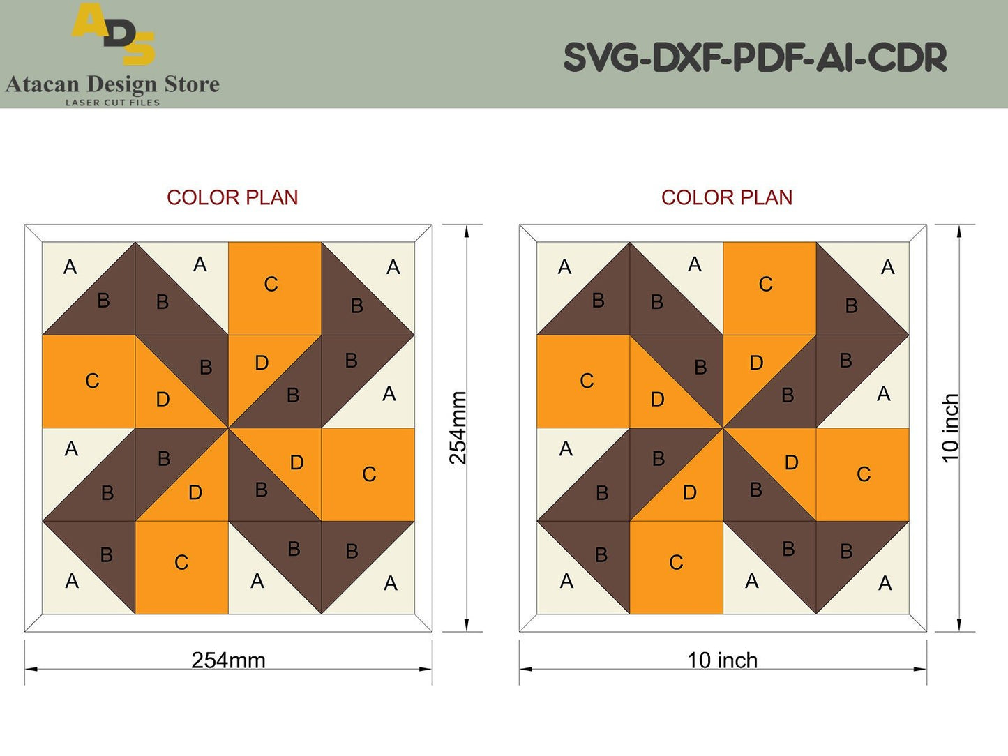 10 inch Quilt Laser Cut File Bundle / Farmhouse Patterns / Quilt Pattern SVG PDF Files ADS143