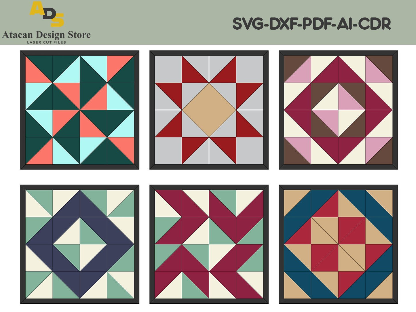 10 inch Quilt Laser Cut File Bundle / Farmhouse Patterns / Quilt Pattern SVG PDF Files ADS144