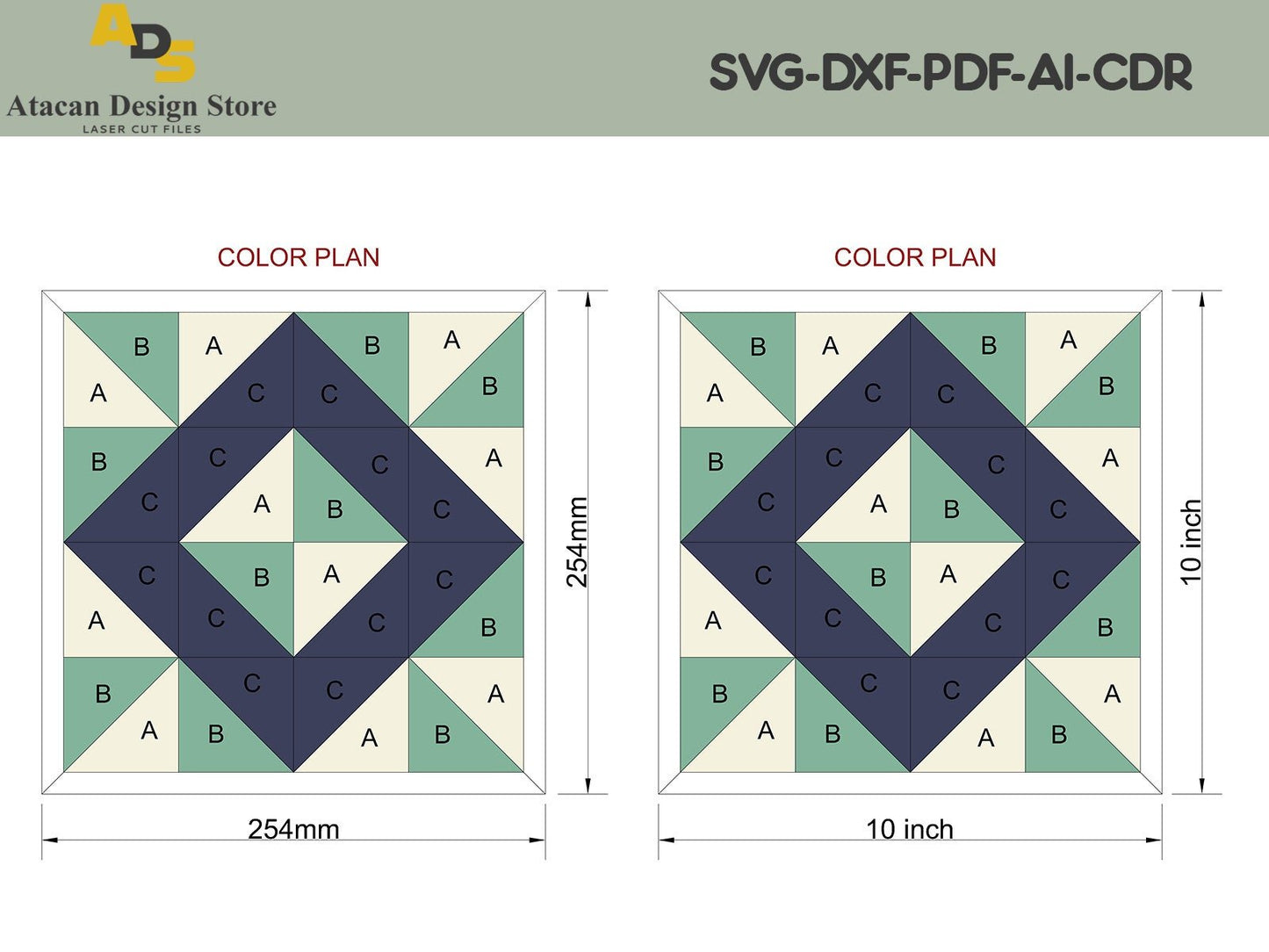 10 inch Quilt Laser Cut File Bundle / Farmhouse Patterns / Quilt Pattern SVG PDF Files ADS144