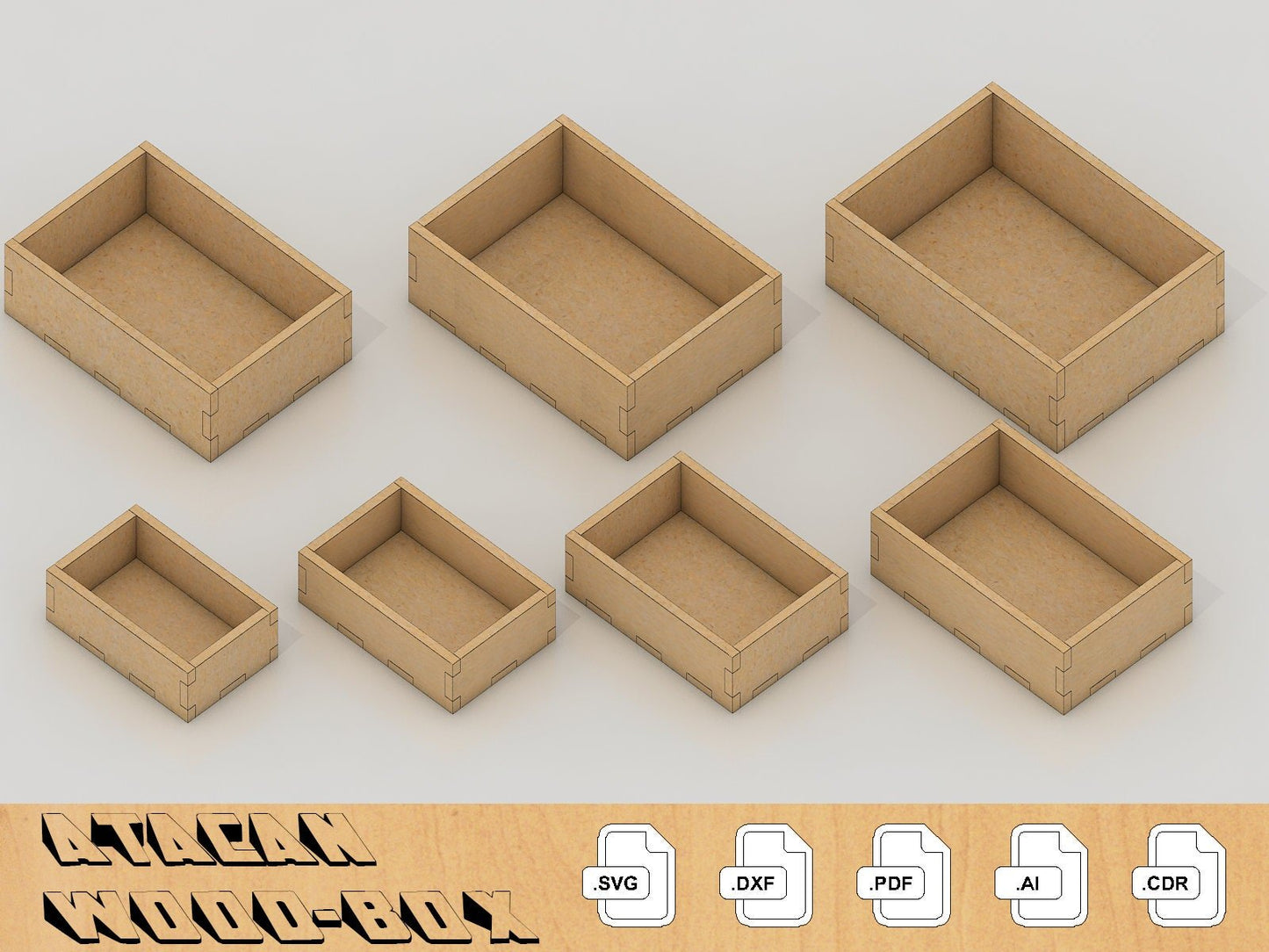 1/4 inch Box Laser cut files SVG glowforge files, laser svg, laser cut template 052