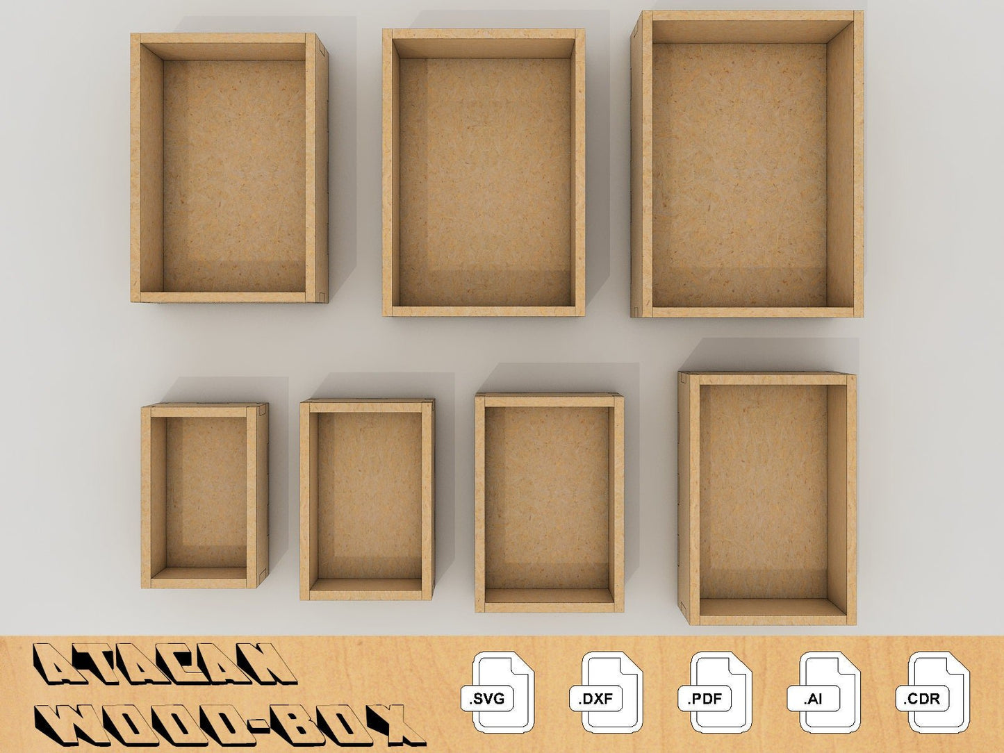 1/4 inch Box Laser cut files SVG glowforge files, laser svg, laser cut template 052